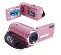 Videocámara Videocámara, Cámara Digital HD Rosa 2K 48MP para Niñas, Cámara Web con Zoom 16X Vlogging para Youtube Videocámaras con Pantalla Giratoria de 270° con Luz de Relleno