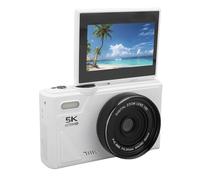 Videocámara WiFi 5K con Zoom 18x, Enfoque automático, Pantalla de 3 Pulgadas y cámara Viaje 75 MP estabilizador Imagen(White,32G)
