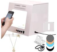 Videografía Joyería, Cajas Luz Y Softboxes Portátiles, Caja Luz Para Estudio Fotográfico, 4 LED Alto Rendimiento Cromático, Soporte Para Teléfono, Para Fotografía Y Video Joyas Oro, Plata TB300