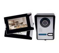Videoportero con sistema de intercomunicación esencial, kit de intercomunicación con 2 cables, monitor a color de 7 pulgadas y cámara gran angular, visión nocturna, instantánea/grabación automática