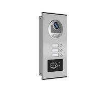 Videoportero Doméstico de 3 Unidades para Apartamentos, Sistema de Intercomunicación Residencial con Timbre y Videoportero, Enchufe UE.