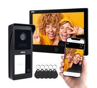 Videoportero Eura VDP-49A3-2TY Tuya, Wi-FI, AHD, RFID, estación meteorológica, Pantalla a Color de 7 Pulgadas, Dos Cables, Negro