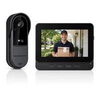 Videoportero Inalámbrico con Pantalla 4,3" sin WiFi ni App, Timbre con Cámara Exterior IP65 Impermeable, Monitor Interior, 135° Gran Angular, Audio Bidireccional, Visión Nocturna y Registro al Pulsar