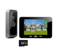 Videoportero inalámbrico con pantalla de 4,3 pulgadas, mirilla interfono con cámara 1080P con tarjeta de memoria de 32 GB, detección de movimiento, audio bidireccional, impermeable, IP65.