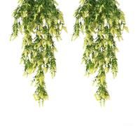 Vides artificiales colgantes de lavanda para decoración de interiores y exteriores, paquete de 2, decoración floral para el hogar, jardín, boda, fiesta, plástico y espuma (amarillo)