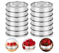 VIDETOL 12 moldes para tortitas de acero inoxidable, 10 x 2,5 cm, aros para tartas, aros para postre, aros para bollos, aros redondos para muffins para cocinar, hornear
