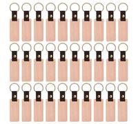 VIDETOL 30 llaveros de madera, en blanco, de madera, de cuero, de madera, para decoración, pintura y manualidades