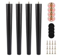 VIDETOL 4 patas de madera para muebles de 40 cm, patas de mesa de madera con tornillos, almohadillas de fieltro y placas de montaje, patas negras para muebles, para sofá, armario y sofá