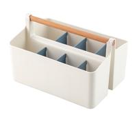 Vidifor Cesta portátil grande con asa, organizador de almacenamiento de manualidades de plástico con división ajustable para suministros de arte de maquillaje, costura, lápices de colores, azul