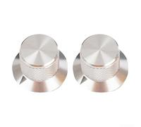 Vidonergy 2 pomos de potenciómetro de aluminio sólido para control de audio y volumen, para mecanizado CNC con agujero de eje de 6 mm, tamaño de 22 x 17 mm, para una fácil instalación (plateado)