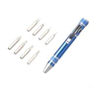 Vidonergy Kit de destornilladores de bolsillo portátiles con 8 puntas, diseño en forma de bolígrafo para reparación, juego de herramientas manuales para el hogar, la oficina y bricolaje (azul)