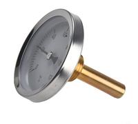 Vidonergy Termómetro de tubo de metal de 0 a 120 °C con esfera de 63 mm para sistemas de calefacción de agua caliente, bolsillo de latón impermeable, rosca cónica BSPT, presión máxima de 16 bares