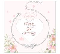 vidonio Regalos de cumpleaños para mujer, elegante pulsera de corazón de plata de ley con circonita cúbica, regalos de cumpleaños con tarjetas para mamá, hija, hermana, amiga, abuela