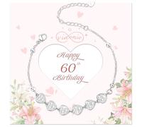 vidonio Regalos de cumpleaños para mujer, elegante pulsera de corazón de plata de ley con circonita cúbica, regalos de cumpleaños con tarjetas para mamá, hija, hermana, amiga, abuela