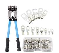 VIDOO 1 Juego Herramienta Engaste Terminales Cobre Cable Batería 10-1 AWG con 60Pcs Terminales Anillo Cobre 8 Medidas Terminales