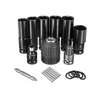 VIDOO Juego de 10 Llaves de Vaso de Impacto 1/2 Pulgada Adaptador Portabrocas