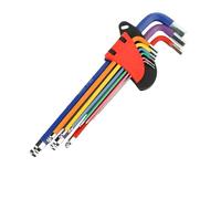 VIDOO Juego de 9pcs Llaves en Forma de L Acero Aleado S2 Curva 90 Grados CR-V Cabeza Esférica y Tipo M Anticorrosión Código Color-#A