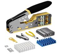 VIDOO Kit Herramientas Crimpado RJ45 Probador Cable Cortahilos Conectores Cat6 Protectores Pasantes Instalación Red Multifunción