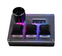 VIDOO Teclado Cableado USB 3 Teclas Pantalla LCD Programable Iluminación RGB Encoder Rotativo para Diseñadores Gamers