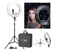 Vidpro RL-18 Kit de luz LED de 18 pulgadas con soporte y funda. Ajuste de temperatura de color variable de 55 W para fotografía vertical y macro, modelado de moda, artistas de maquillaje, vloggers e influenciadores.
