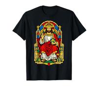 Vidriera Cristo Rey Entronizado Arte Sacro Icono Camiseta