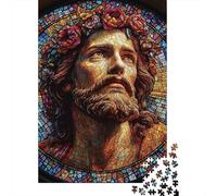 Vidriera Retrato Puzzle de 1000 Piezas Papel para Adultos Estilo Mosaico Decoración Hogar Relajación Concentración Regalo Familiar 38x26cm/1000pcs