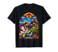 Vidrieras Jesús Lavando Pies Servicio Humilde Arte Bíblico Camiseta