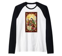 Vidrieras Mitología Japonesa Daikokuten Shinto God Camiseta Manga Raglan