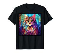 Vidrieras Noruego Bosque Gato Mamá Papá Ilustración Camiseta