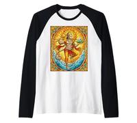 Vidrieras Señor Hanuman Hinduismo Dios Hindú Camiseta Manga Raglan