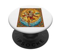 Vidrieras Señor Hanuman Hinduismo Dios Hindú PopSockets PopGrip Adhesivo