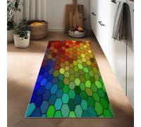 Vidrio Arcoíris Alfombra De Pasillo 40 x 120 cm Hexágono Geométrico Alfombra Larga Color Alfombrar Estrecha Antideslizante Lavable, para Entrada Cocina O Pasillo Suave Y Fácil De Limpiar