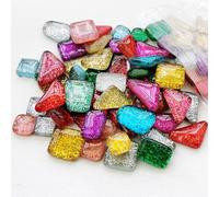 Vidrio Baldosas Pequeñas Baldosas para Manualidades Decoración del Hogar Artesanías Artísticas Proyectos DIY-Glitter Free Stone Mix (1kg/600 pieces)