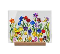 Vidrio De Imitación De Patrón Floral Acrílico, Decoración De Patrón De Flores Coloridas Pintadas, Captador De Luz Multicolor Con Patrón Floral, Decoración Acrílica De Vidrio De Imitación Hecha A Mano