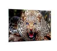 Vidrio Decorativo 120x80cm Moderno Horizontal Naturaleza Animales - 3506 | Pantera Animal Cuadro sobre Vidrio Grande Arte mural Salón Dormitorio Cuadros de Pared Impresión en Cristal Glasprint ARTTOR