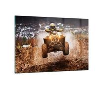 Vidrio Decorativo 120x80cm Moderno Horizontal Personas Deporte - 3055 | Lodo Suciedad Dakar Cuadro sobre Vidrio Grande Arte mural Dormitorio Cuadros de Pared Impresión en Cristal Glasprint ARTTOR