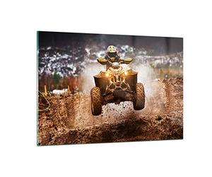 Vidrio Decorativo 120x80cm Moderno Horizontal Personas Deporte - 3055 | Lodo Suciedad Dakar Cuadro sobre Vidrio Grande Arte mural Dormitorio Cuadros de Pared Impresión en Cristal Glasprint ARTTOR