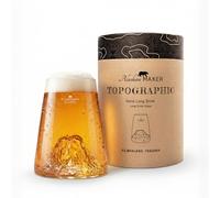 Vidrio largo 450ml - Borosilicato de alta calidad soplado artesanalmente con montañas en relieve | Cóctel, cerveza o suave TOPOGRAPHIC (Kilimanjaro)