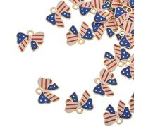 VIDRIO Pack of 80 Bow Tie Flag Enamel Charms Gold Plated Colored Pendants Accessories for Necklace Bracelet Jewelry Making DIY Crafting