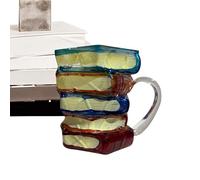 Vidrio Pintado 3D - Taza De Té Vintage, Taza De Vidrio Diseño Libro, Café De Fantasía Apilado, Pintura A Mano, Suministros De Cocina Multifuncional, Tazas De Beber | Para Regalos Del Escritor Books C