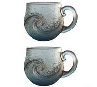 Vidrio Soplado para ola Marina: Texturizado Único para y Té, para decoración Costera, 12 oz(2)