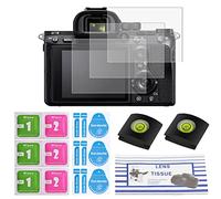 Vidrio templado antiburbuja 3 pezzo Protector Pantalla Alpha con Sony Alpha 7III 7RIII A7II A7RII A7SII A7RIII A7R Mark II A9 con 3 Instale Eequipo 2 Cubierta de Zapata Caliente 1Pañuelo Para Lentes