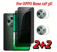 Vidrio templado de privacidad 4 en 1 de cristal completo para OPPO Reno 12F 5G, protector de pantalla antiespía para Reno 12F, película para lente de cámara del teléfono, vidrio para Reno12F
