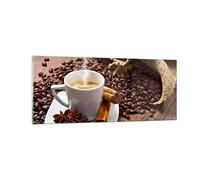 Vidrios decorativos 100x40cm Cuadro Sobre Vidrio Moderno Café negro desayuno chocolate Grande Cocina Cuadros Pared Impresiones Decoracion Salon Impresión en Cristal Wall Art Prints GAB100x40-2152