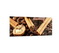 Vidrios decorativos 100x40cm Cuadro Sobre Vidrio Moderno Café tostado aroma chocolate Grande Cocina Cuadros Pared Impresiones Decoracion Salon Impresión en Cristal Wall Art Prints GAB100x40-0394
