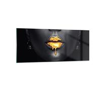 Vidrios decorativos 100x40cm Cuadro Sobre Vidrio Moderno Oro Boca Negro Grande Dormitorio Cocina Cuadros Pared Impresiones Decoracion Salon Impresión en Cristal Wall Art Prints Decor GAB100x40-4460