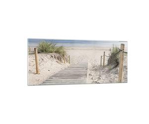 Vidrios decorativos 100x40cm Cuadro Sobre Vidrio Moderno Playa Duna Entrada Grande Dormitorio Cocina Cuadros Pared Impresiones Decoracion Salon Impresión en Cristal Wall Art Prints GAB100x40-4188