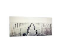 Vidrios decorativos 100x40cm Cuadro Sobre Vidrio Moderno Puente Lago Silencio Grande Dormitorio Cocina Cuadros Pared Impresiones Decoracion Salon Impresión en Cristal Wall Art Prints GAB100x40-5937