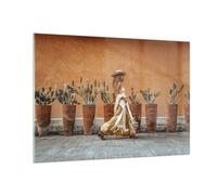 Vidrios decorativos 100x70cm Cuadro Sobre Vidrio Moderno Bohemia Mujer Cactus Grande Dormitorio Cocina Cuadros Pared Impresiones Decoracion Salon Impresión en Cristal Wall Art Prints GAA100x70-5961
