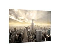 Vidrios decorativos 100x70cm Cuadro Sobre Vidrio Moderno Ciudad rascacielos manhattan nuevo york Grande Cuadros Pared Impresiones Decoracion Salon Impresión en Cristal Wall Art Prints GAA100x70-2630